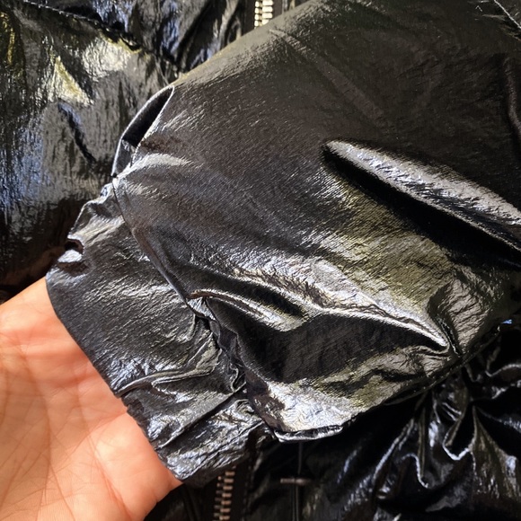 🖤 JET BLACK TALL ZIP UP HOODED DOWN WINTER JACKET! - Picture 8 of 12